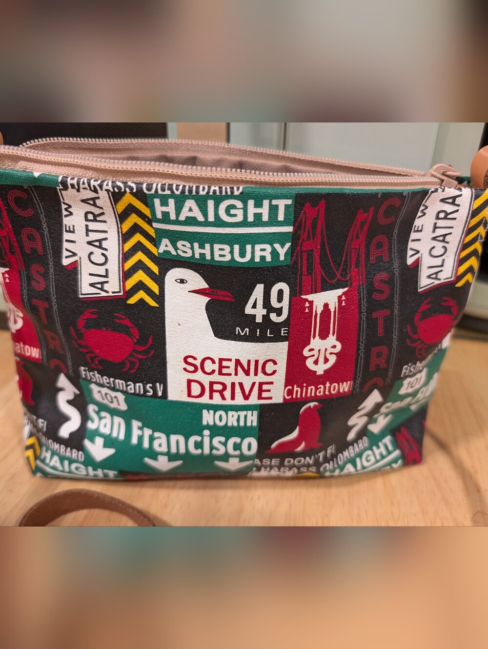 San Francisco Scenic Drive Souvenir Fabric Crossbody Bag NEW - Picture 2 of 8